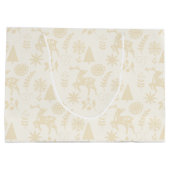 Folk Art Deer Botanical Ivory Large Gift Bag Groot Cadeauzakje (Achterkant)