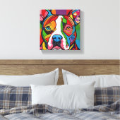 Folk Art Dog Pitbull Canvas Afdruk (Insitu (Slaapkamer))