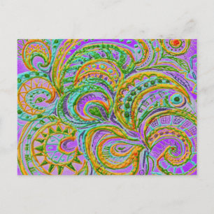 Folk Art Fantasy Pattern Briefkaart