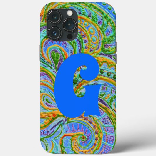 Folk Art Fantasy Pattern en Monogram Case-Mate iPhone Case (Achterkant)