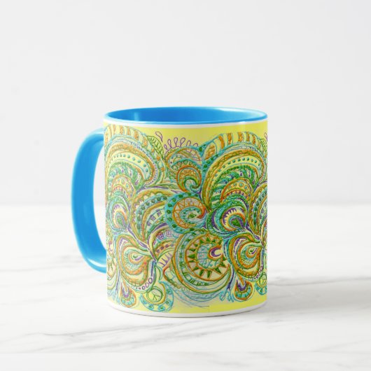 Folk Art Fantasy Pattern Mok (Voorkant links)