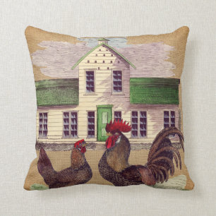 Folk Art Farmyard Chickens Rustisch design Kussen