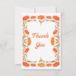 Folk Art Floral Border Greeting Card Bedankkaart