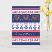 Folk Art Floral Coeurs carte d'anniversaire, amie (Fleur jaune)