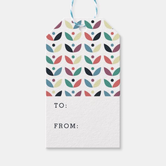 Folk Art Floral Geometric Pattern Cadeaulabel (Voorkant)