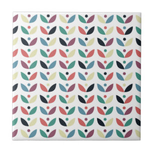 Folk Art Floral Geometric Pattern Tegeltje