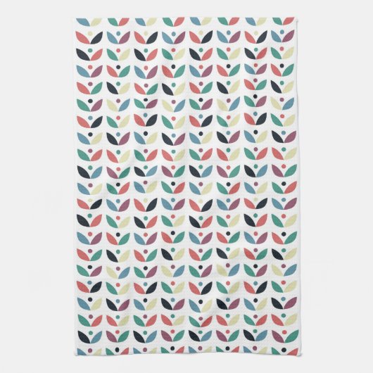 Folk Art Floral Geometric Pattern Theedoek (Verticaal)