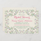 Folk Art Floral met bridal Shower-uitnodigingen Kaart (Voorkant / Achterkant)