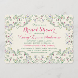 Folk Art Floral met bridal Shower-uitnodigingen Kaart