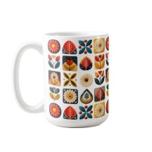 Folk Art Floral Mozaïek in Retro kleuren