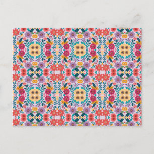 Folk Art Floral Patroon in levendige kleuren Briefkaart