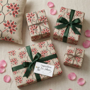 Folk Art Floral Patroon Wrapping Paper Cadeaupapier