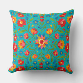 Folk art floral pillow kussen
