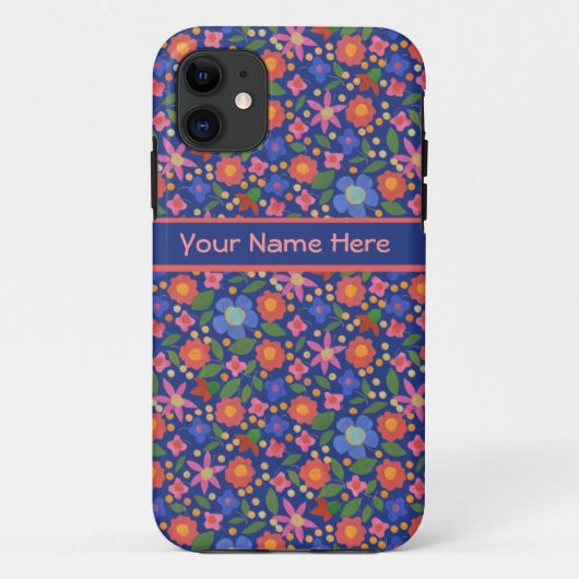 Folk Art Floral sur Blue iPhone 5/5s Xtreme Coque (Dos)