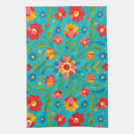 Folk art floral theedoek