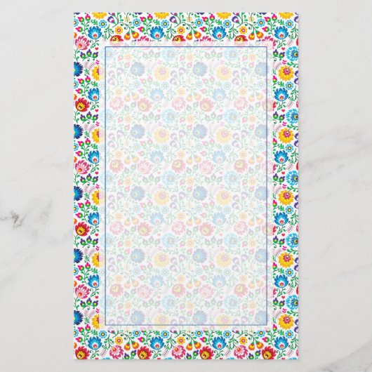 Folk Art Flower Pattern 2 Briefpapier (Voorkant)
