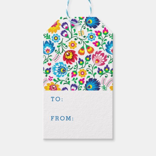 Folk Art Flower Pattern 2 Cadeaulabel (Voorkant)