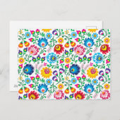 Folk Art Flower Pattern 2 Feestdagenkaart (Voorkant / Achterkant)