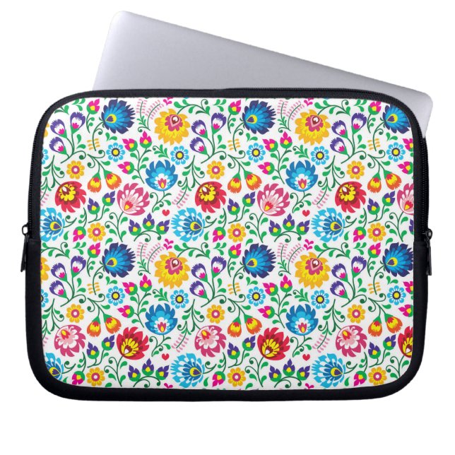 Folk Art Flower Pattern 2 Laptop Sleeve (Voorkant)