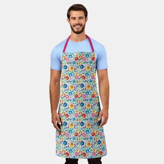 Folk Art Flower Pattern 2 Schort (Gedragen)