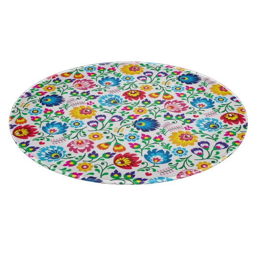 Folk Art Flower Pattern 2 Snijplank (Hoek)