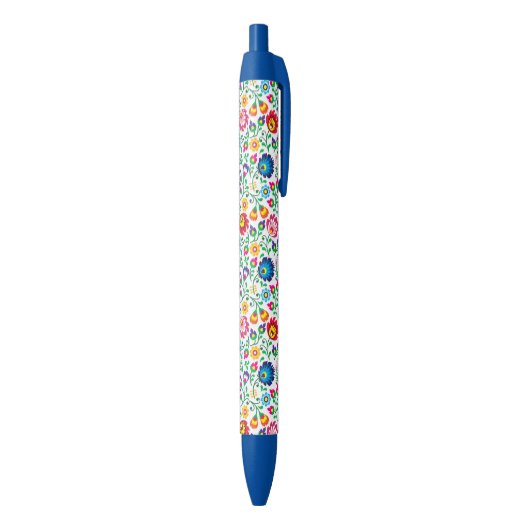 Folk Art Flower Pattern 2 Zwarte Inkt Pen (Achterkant (Verticaal))