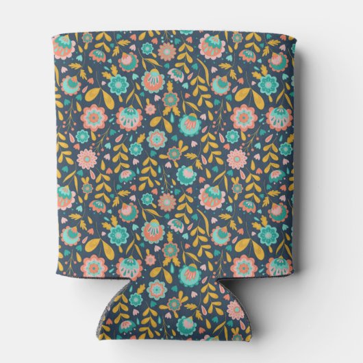 Folk Art Flower Pattern Blikjeskoeler (Achterkant)