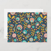 Folk Art Flower Pattern Feestdagenkaart (Voorkant / Achterkant)