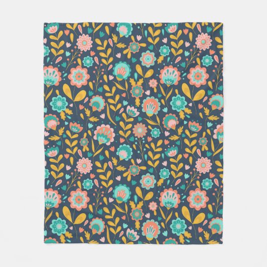 Folk Art Flower Pattern Fleece Deken (Voorkant)