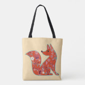 Folk Art Flower Pattern Fox Draagtas (Achterkant)
