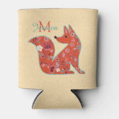 Folk Art Flower Pattern Fox Personalized Blikjeskoeler (Voorkant)