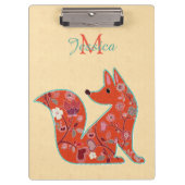 Folk Art Flower Pattern Fox Personalized Klembord (Voorkant)