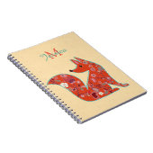 Folk Art Flower Pattern Fox Personalized Notitieboek (Rechterzijde)