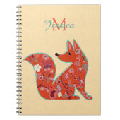 Folk Art Flower Pattern Fox Personalized Notitieboek (Voorkant)