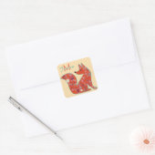Folk Art Flower Pattern Fox Personalized Vierkante Sticker (Envelop)