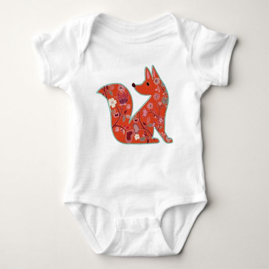 Folk Art Flower Pattern Fox Romper (Voorkant)