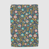 Folk Art Flower Pattern Golfhanddoek (Voorkant)