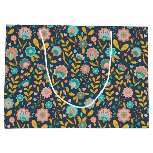 Folk Art Flower Pattern Groot Cadeauzakje (Achterkant)