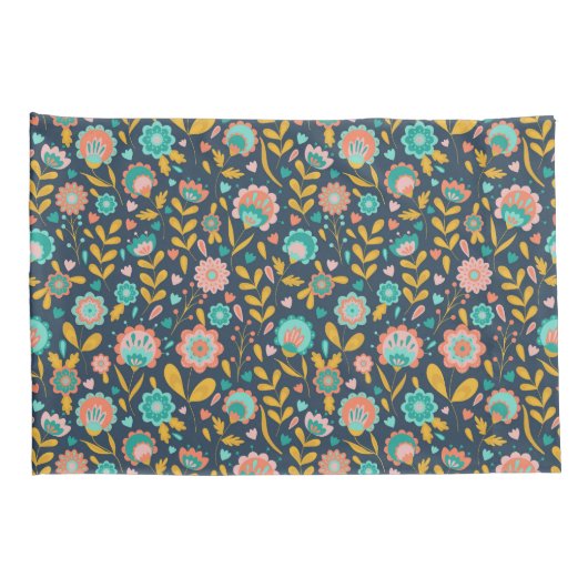 Folk Art Flower Pattern Kussensloop (Achterkant-Rechts)