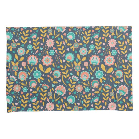 Folk Art Flower Pattern Kussensloop (Voorkant-Rechts)