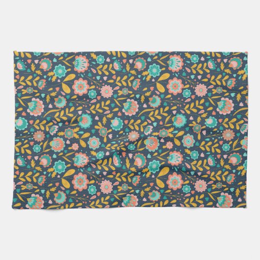 Folk Art Flower Pattern Theedoek (Horizontaal)