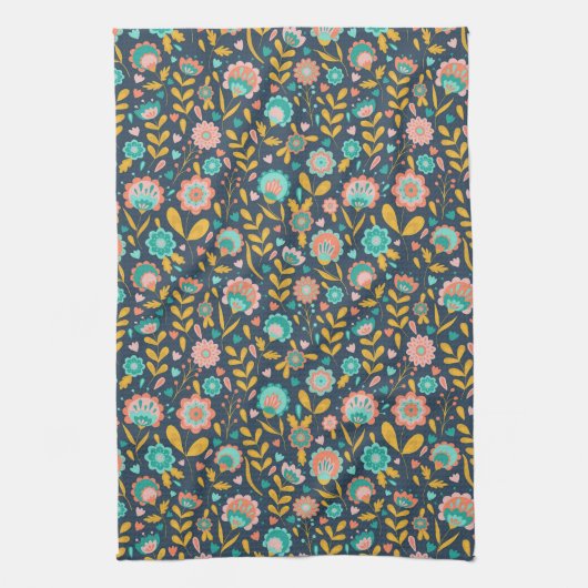 Folk Art Flower Pattern Theedoek (Verticaal)