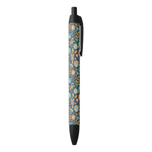 Folk Art Flower Pattern Zwarte Inkt Pen (Achterkant (Verticaal))