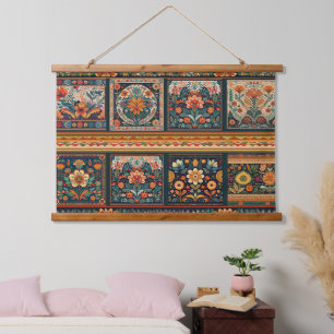 Folk Art Flower Tegels Wall Hanging Hangend Wandkleed