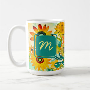  Folk Art Flowers monogram Koffiemok