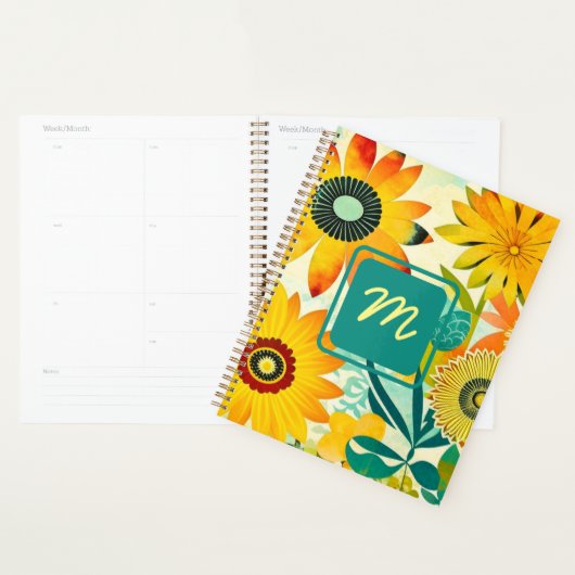  Folk Art Flowers monogram Planner (Display)
