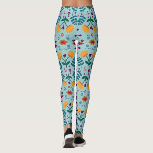  Folk Art Flowers Pattern Leggings (Achterkant)