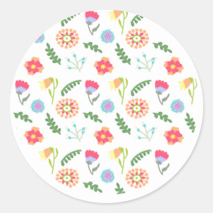 Folk Art Flowers Ronde Sticker