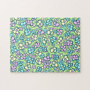 Folk Art Flowers Spring Green Pastel Colors Legpuzzel