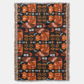 Folk Art Fox en Hen Deken (Voorkant Verticaal)